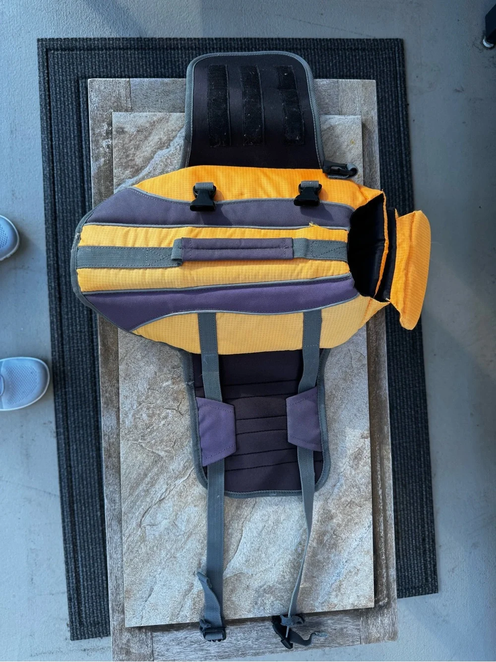 Durable Yellow and Gray Dog Life Jacket with Secure Straps size Small